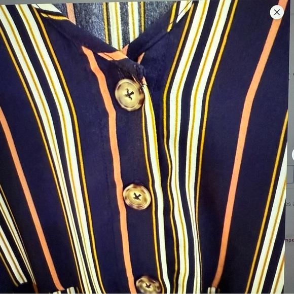 Striped sleeveless jumpsuit with belt wide leg v-neck - Picture 3 of 7